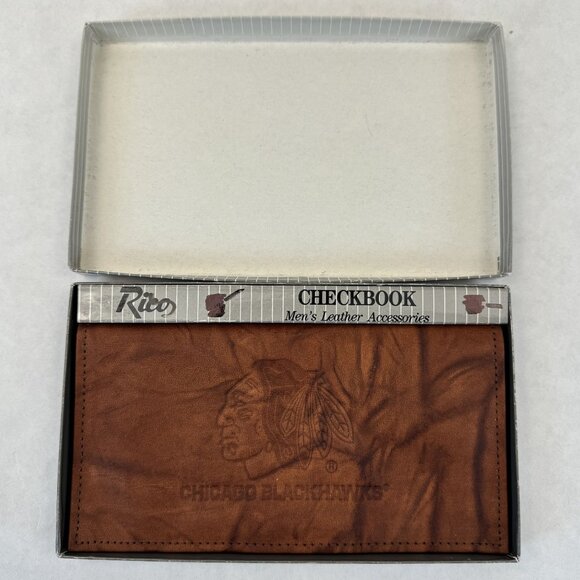 Chicago Blackhawks Rico Genuine Leather Checkbook Cover Wallet NHL Embossed NEW - Picture 7 of 11